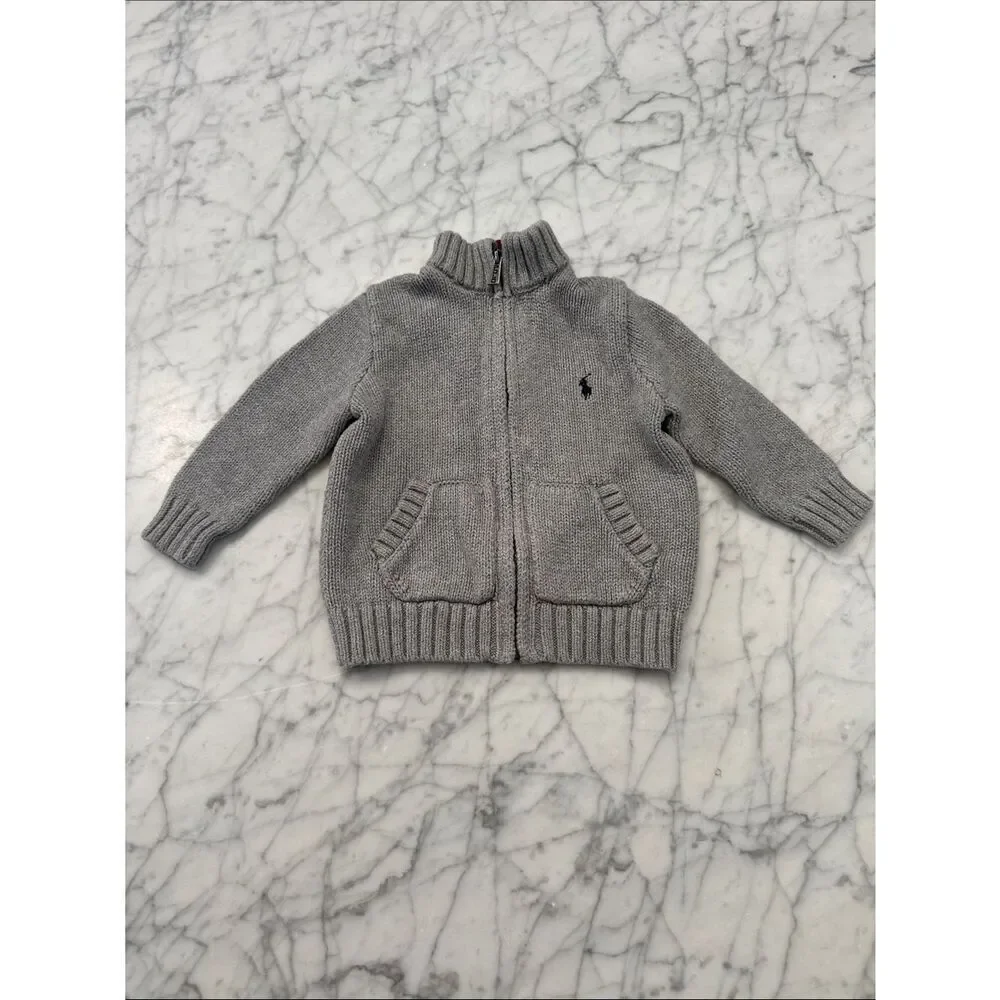RALPH LAUREN Sz 12M Cardigan Sweater Full Zip Jacket Toddler Cotton